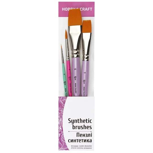 Rosa Talent 4 Piece Synthetic Round & Flat Paint Brush Set